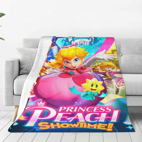 Super Mario Princess Peach Fleece Blanket Super Soft Cozy Throw Blanket 40"X30", Lightweight Fuzzy Comfy Flannel Blanket Warm Plush Throw Blankets For Couch, Sofa, Bed