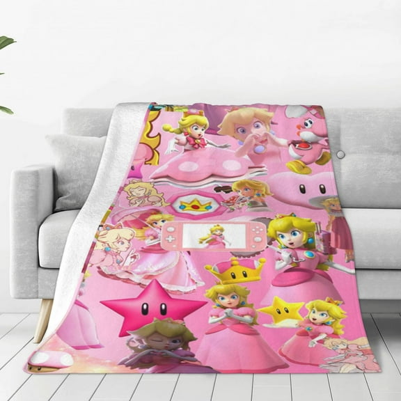 Super Mario Princess Peach Fleece Blanket Super Soft Cozy Throw Blanket 40"X30", Lightweight Fuzzy Comfy Flannel Blanket Warm Plush Throw Blankets For Couch, Sofa, Bed
