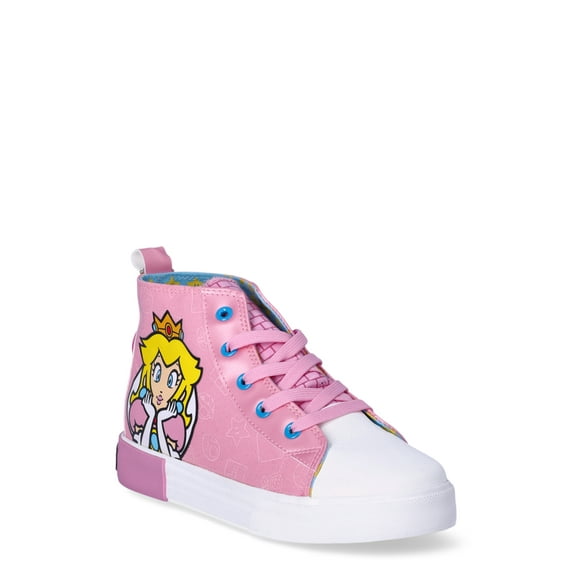 Super Mario Princess Peach Little Girl & Big Girl High Top Sneakers