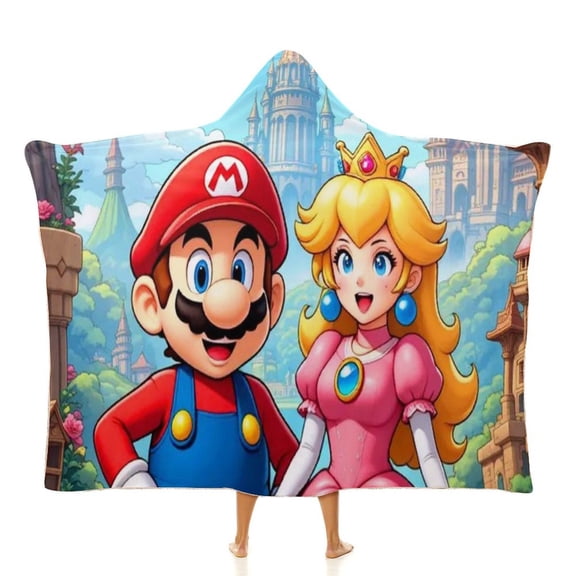 Super Mario Princess Wearable Blankets Hooded Soft Hoodie Blanket Winter Warm Throw Blankets Cape 40"x50"