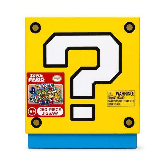 Super Mario Question Block 250-Piece Jigsaw Puzzle in Collector Box, Official Nintendo Licensed, Ages 8+