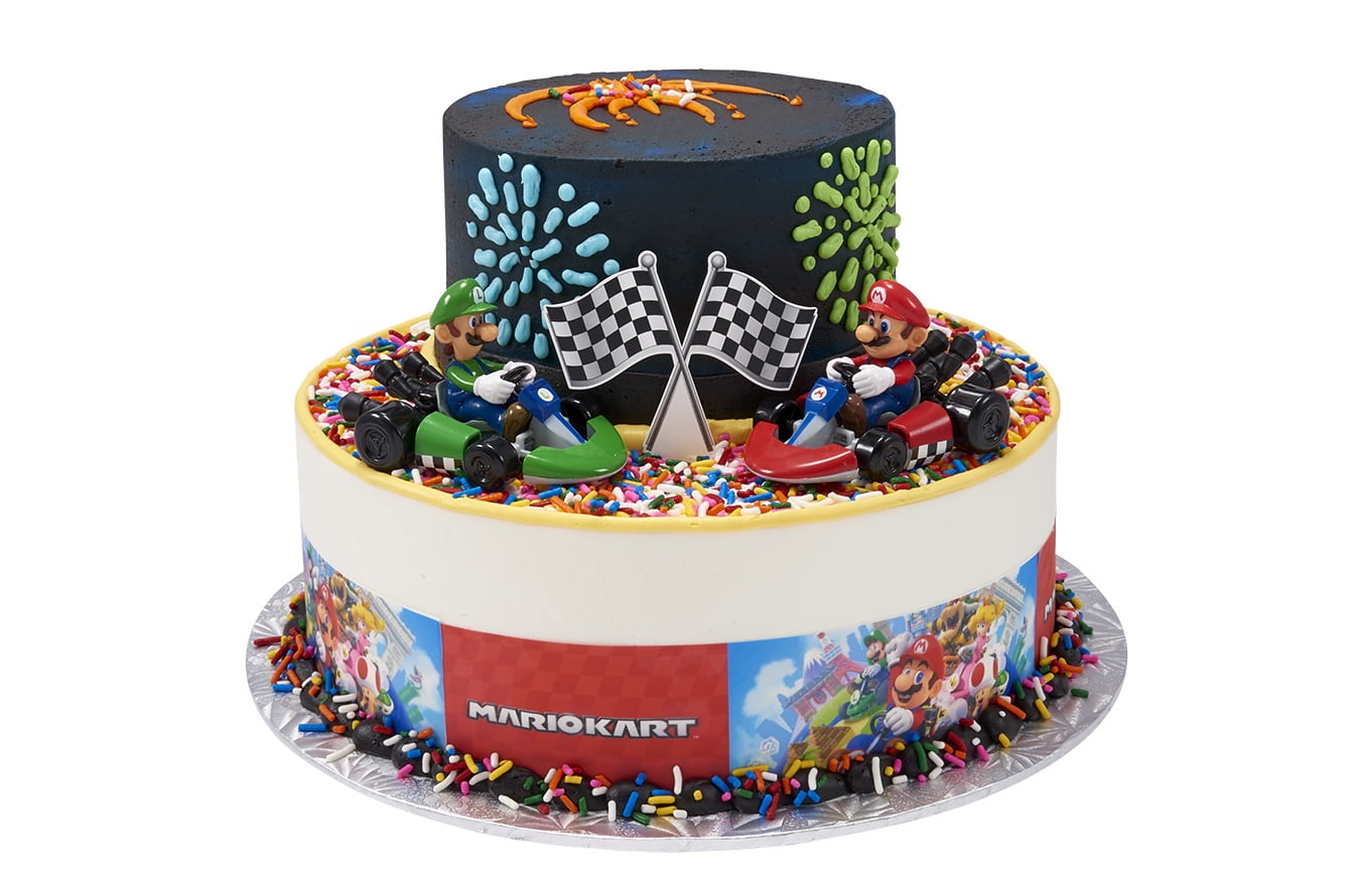 Super Mario- Rainbow Road Two Tier Cake