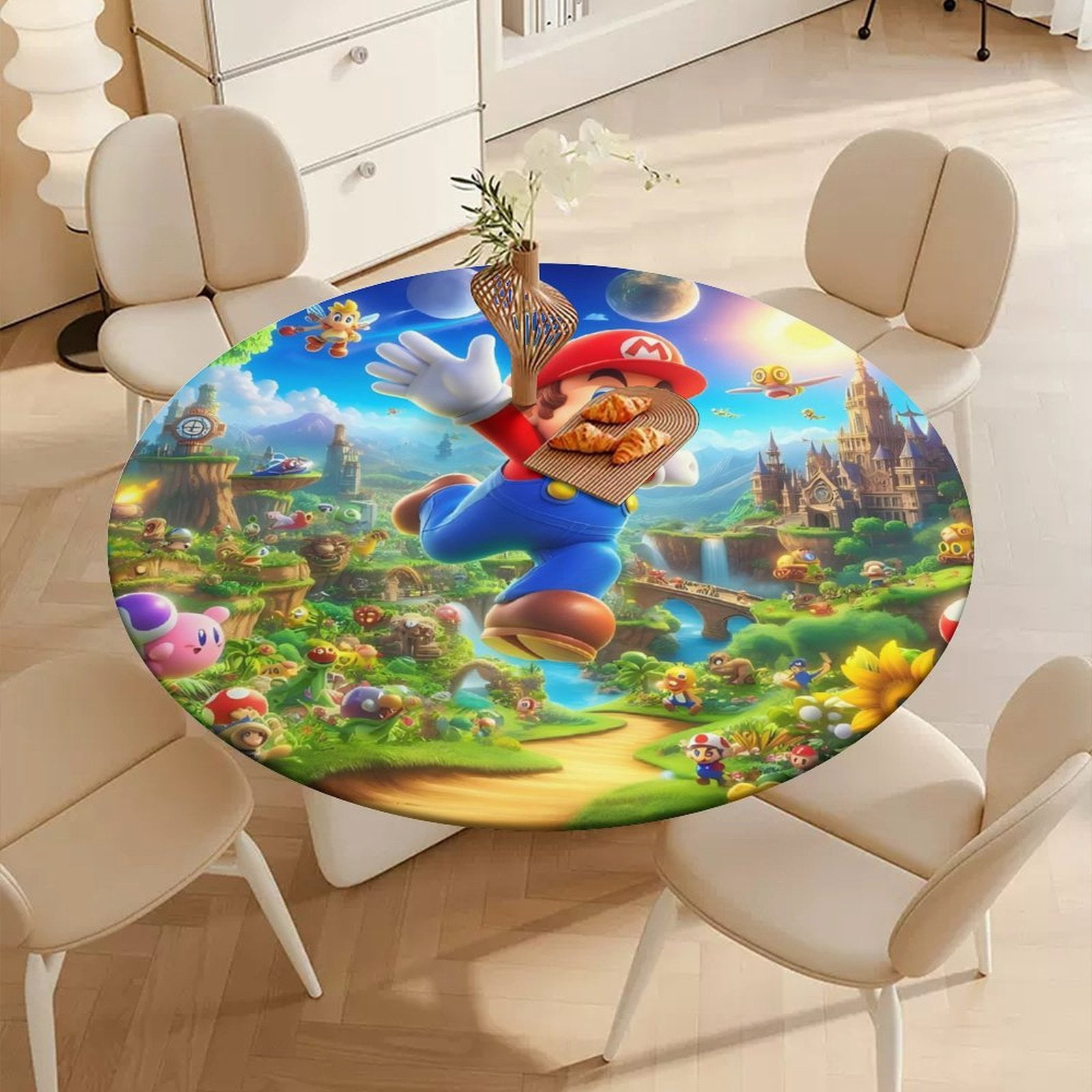 Super Mario Round waterproof Oxford tablecloth 110cm - Walmart.com