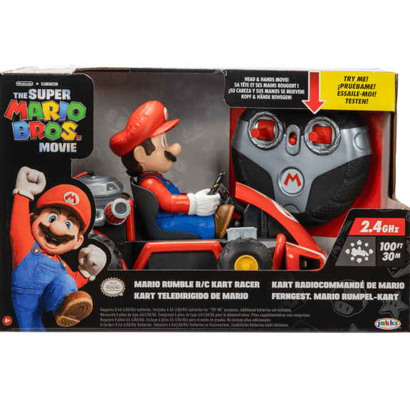 Super Mario Rumble RC Racer with Lights, Sounds, and Mario's Head Moves