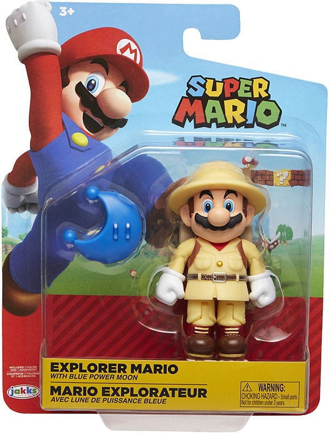 Super Mario Odyssey Explorer Mario 4 Inch Action Figure Toy with Blue ...