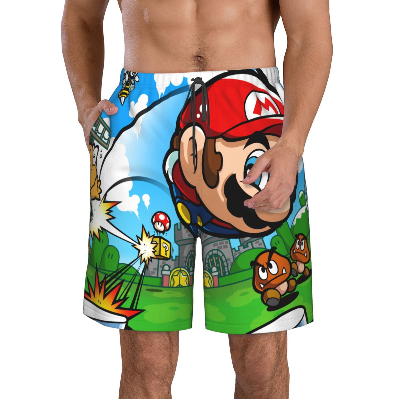 Super Mario Swim Trunk, Mens Swimming Trunks With Mesh Liner, Quick Dry ...