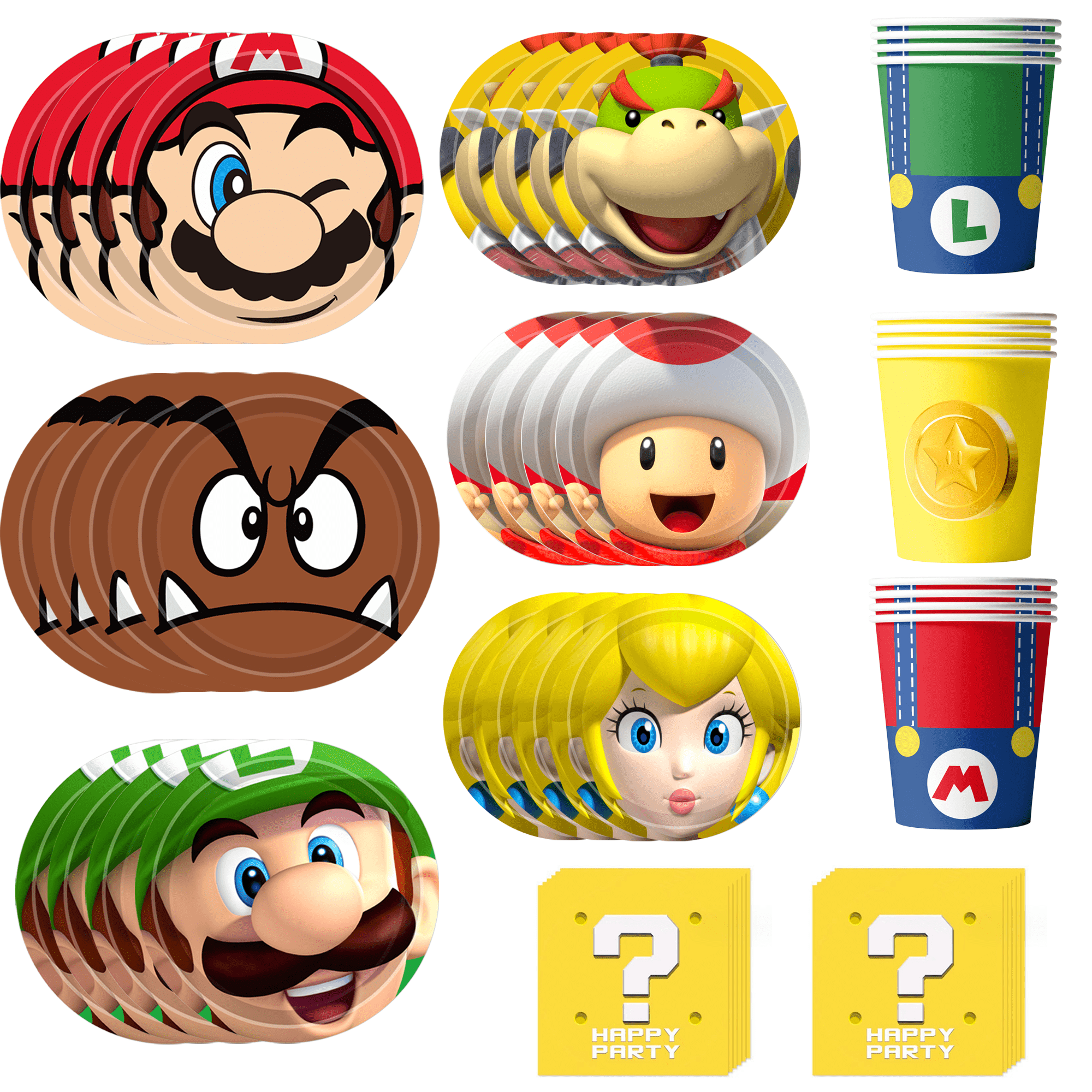 Mario Birthday Decorations Tableware,120pcs Mario Plates and Napkins Set- 30pcs 9''Mario Party Plates,30pcs 7''Super Mario Cake Plates & 30pcs Mario Napkins Cups for Mario Party Decorations Supplies