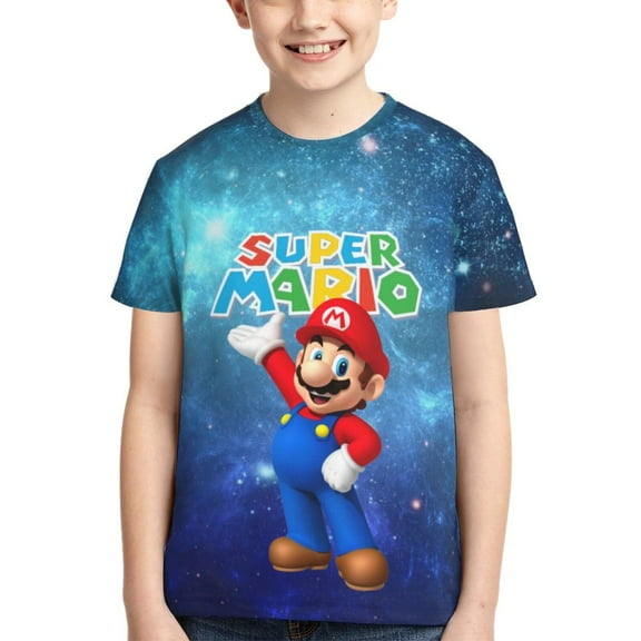 Super Mario Teen T Shirts Unisex Crewneck Short Sleeve T-Shirt Tees Top For Boys Girls Youth Kids X-Small