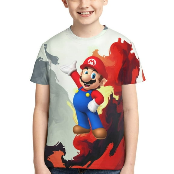 Super Mario Teen T Shirts Unisex Crewneck Short Sleeve T-Shirt Tees Top For Boys Girls Youth Kids X-Small