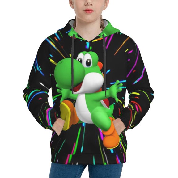 Super Mario Teens Sweatshirt Winter Warm Jackets Unisex Youth Hoodies Hooded Pullover Hoodie Coat Medium