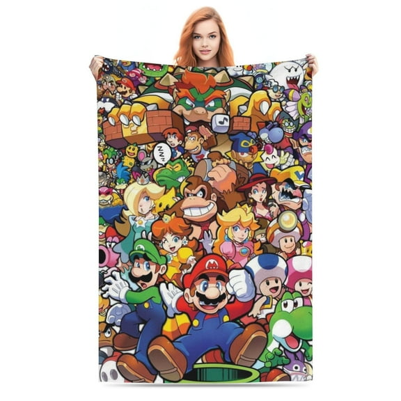 Super Mario Throw Blanket 40"X60" Air Conditioning Blanket Quilt Soft Cozy Bed Flannel Blanket For Couch Sofa Travel Camping