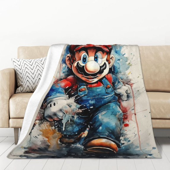 Super Mario Throw Blanket 50"X70" Air Conditioning Blanket Quilt Soft Cozy Bed Flannel Blanket For Couch Sofa Travel Camping
