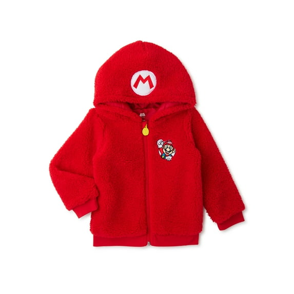 Super Mario Toddler Cosplay Faux Sherpa Hoodie, Sizes 12M-5T