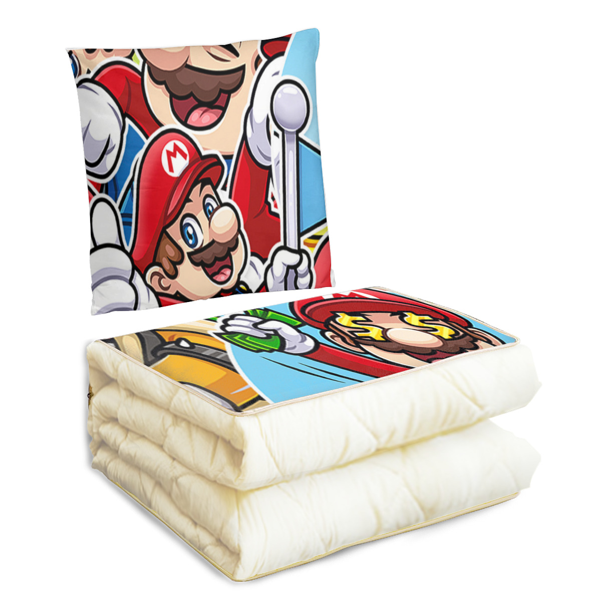 Super Mario Travel Blanket and Pillow Set Pillow Kids Gift Travel