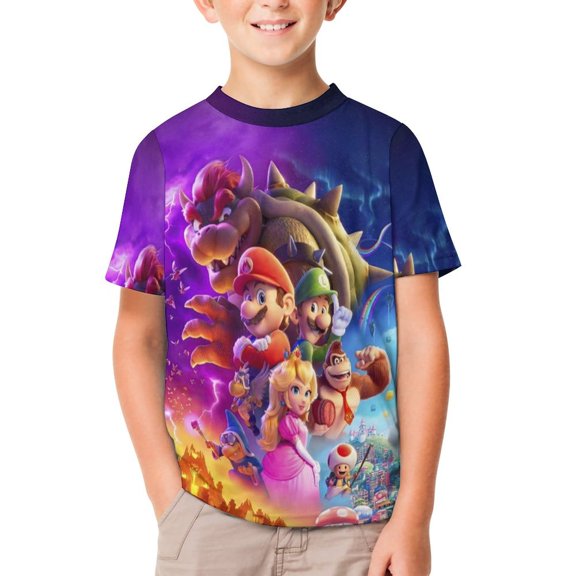 Super Mario Unisex T-Shirt for Boys Girls Short Sleeve Sports Top Breathable Blouse 3D Prints Tee Shirts Casual Children Clothing 140CM