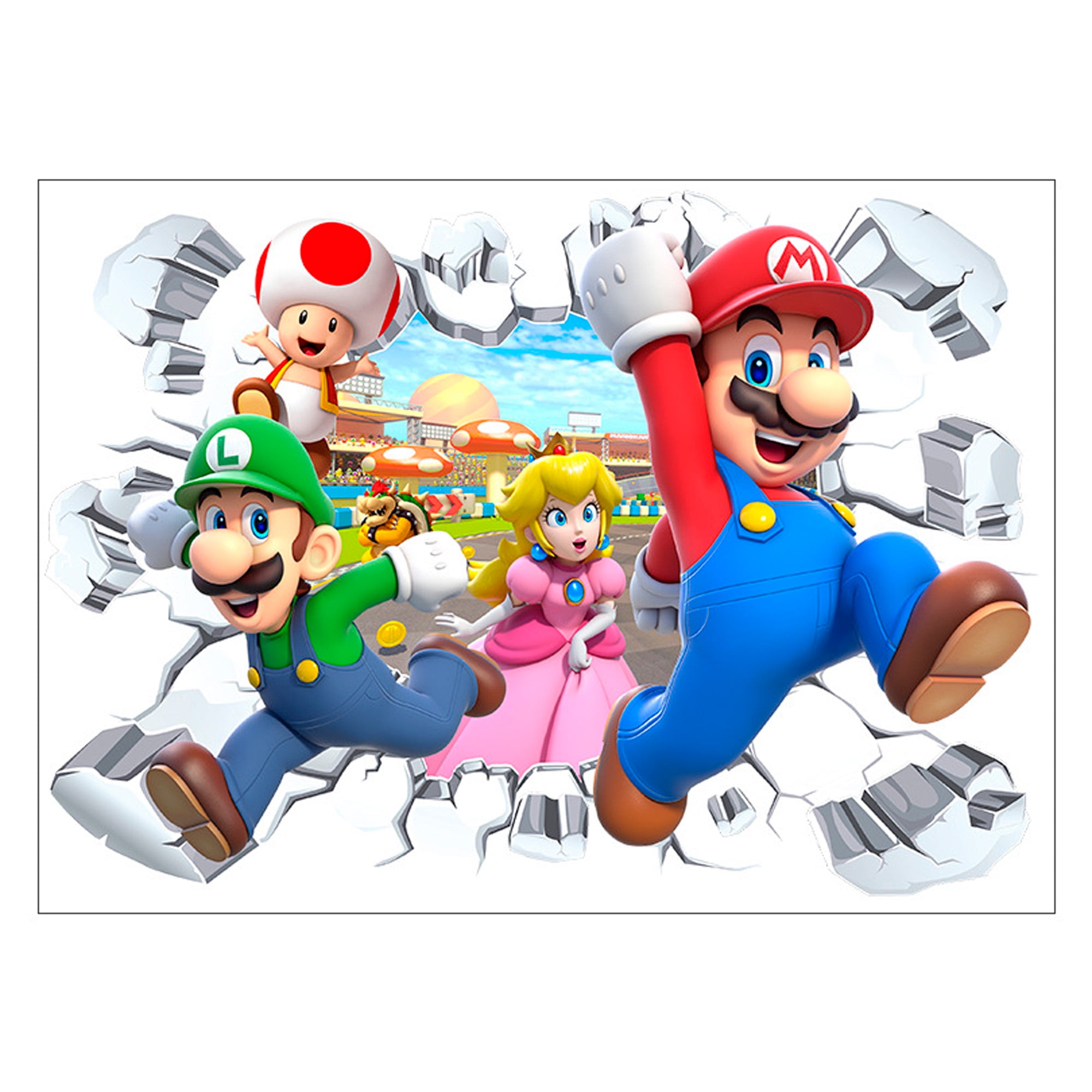 Super Mario Wall Stickers, 1 Pcs Mario Wall Decal for Super Mario Party Decorations or Huge Mario Posters for Boys Room Nursery Livingroom and Door(14'' x 23.2'')