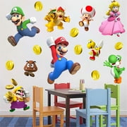 Super Mario Wall Stickers Games Cartoon Wall Decals DIY Peel and Stick Vinyl Wall Decor for Kid Boys Bedroom Living Room House Fun