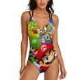 thumbnail image 1 of Super Mario Womens One-Pieces Swimsuit Sexy CirssCross Swimwear Printing Bathing Suits 2XL, 1 of 8