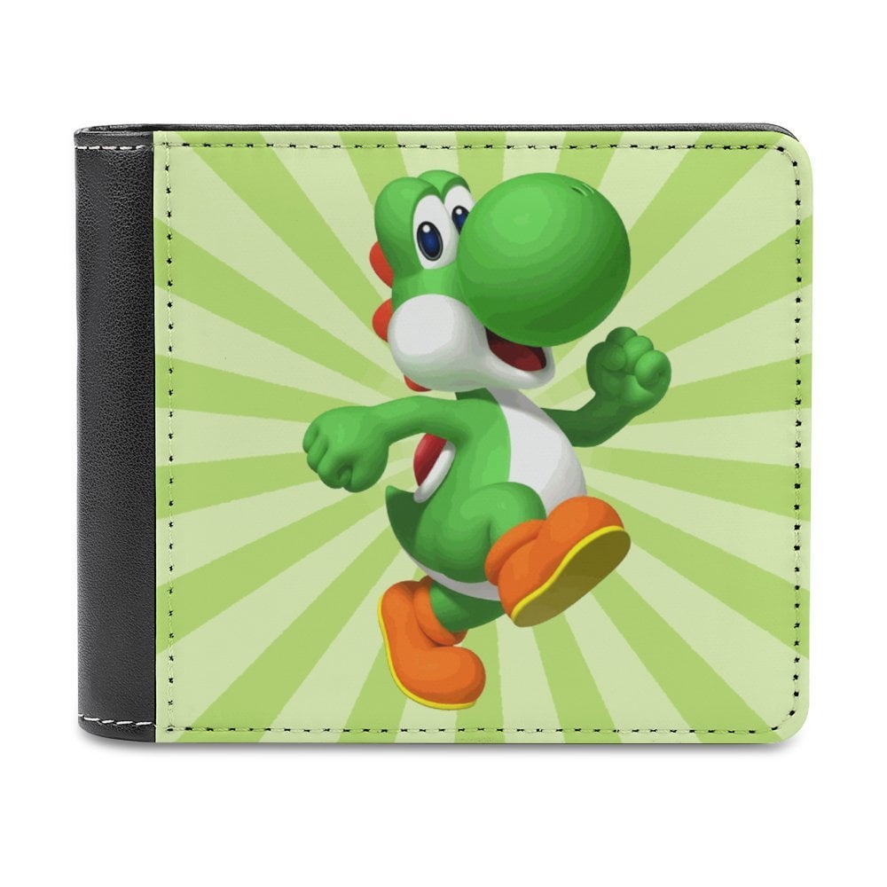 Super Mario Yoshi Leather Wallet for Men Women Two Fold Purse Slim Cash