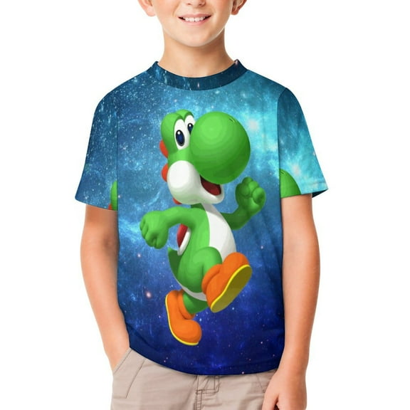 Super Mario Yoshi Unisex T-Shirt for Boys Girls Short Sleeve Sports Top Breathable Blouse 3D Prints Tee Shirts Casual Children Clothing 100CM