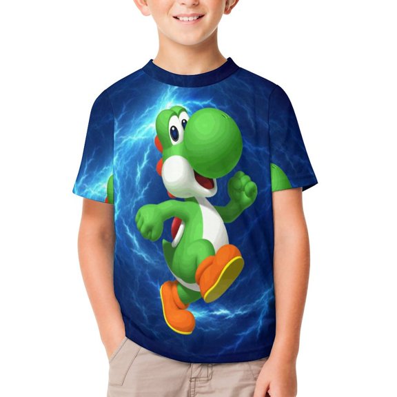 Super Mario Yoshi Unisex T-Shirt for Boys Girls Short Sleeve Sports Top Breathable Blouse 3D Prints Tee Shirts Casual Children Clothing 150CM