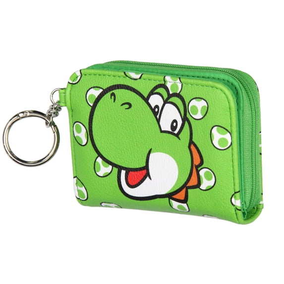 Super Mario Yoshi Women's Compact Wallet With Snap Closure And Zipper Compartment