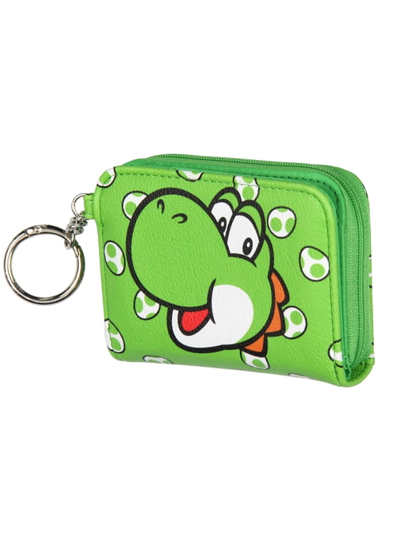 Super Mario Yoshi Women's Compact Wallet With Snap Closure And Zipper Compartment