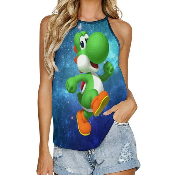 Super Mario Yoshi Womens Tank Tops Print Camisole Summer Casual Sleeveless Shirts Trendy Vest Blouse S