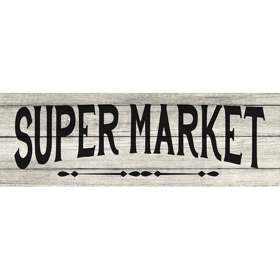 Super Market Chic White Farmhouse Wood Sign Wall Décor Gift 6 x 18 Wood Sign B3-06180028102