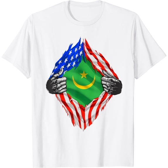 Super Mauritanian Heritage Mauritania Roots USA Flag T-Shirt