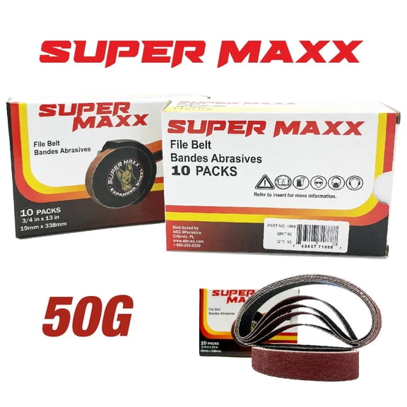 Super Maxx Expander Wheel Kit / Sanding Belts 50GRIT - Pack of 10