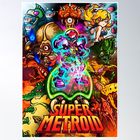Super Metroid Illustration Poster Wall Art, Modern Wall Decor, 8x12 UNFRAMED