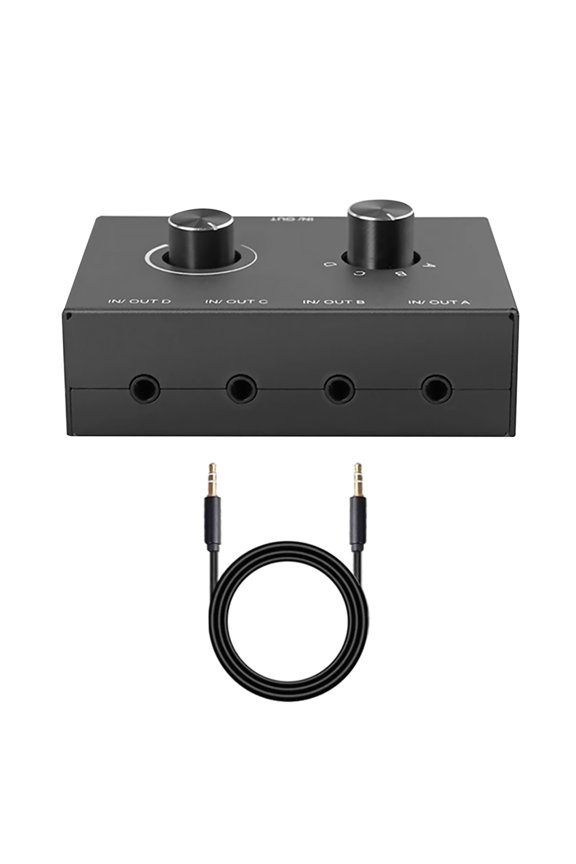 Super Mini 4 Port Audio Switch Analog Signal Support, Plug and Play for Desktop, Computer, and MP3 Player