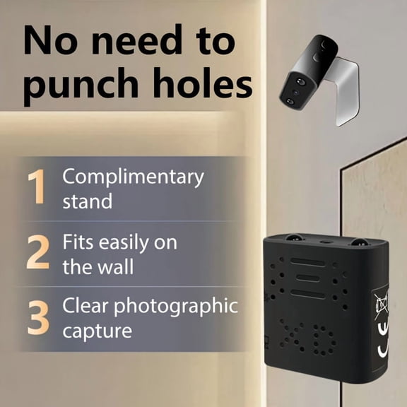 Super Mini FingerSized HD Camera, Builtin Magnet & Battery, Night Vision, Motion Detection, Loop Local Recording, USB Rechargeable, Home Security Recorder with Holder (SD Card Needed)