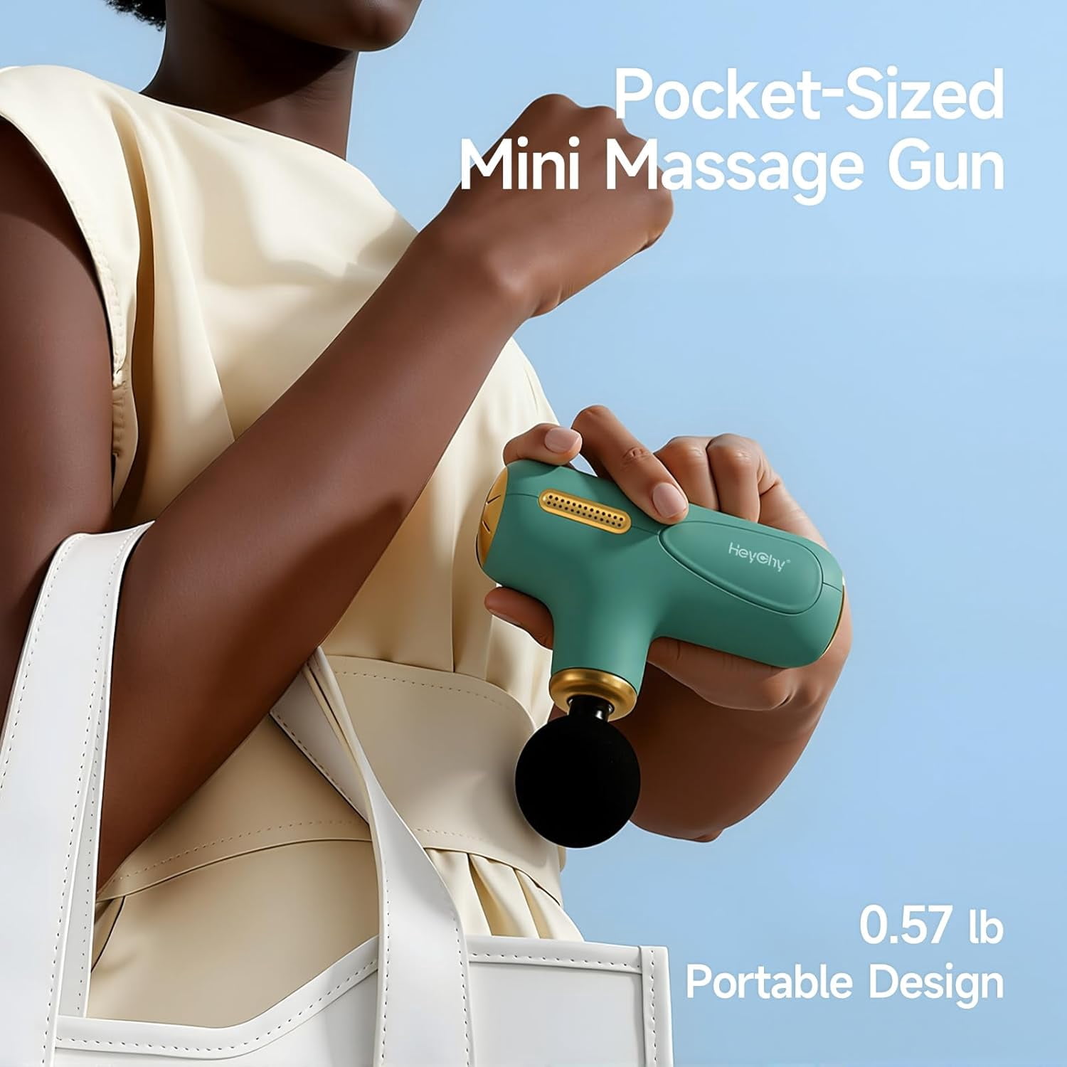 Super Mini Massage Gun Deep Tissue, Muscle Massager with 4 Heads, Portable Handheld Massager Quiet for Home Gym Travel Ideal for Men Women Green