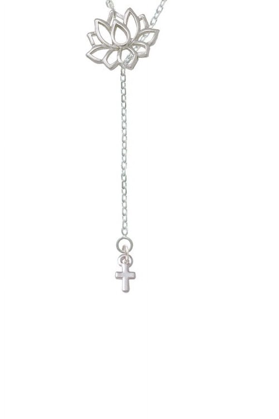 Super Mini Simple Cross Lotus Lariat Necklace