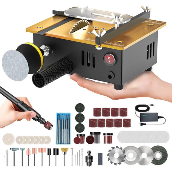 Super Mini Table for Crafts & Hobbyists, [ & Switches] 7 Speeds 200W Max, Multifunctional, 122+ Accessories, Cut/Engrave/Polish/Drill, Compact for Model Making, for Creators