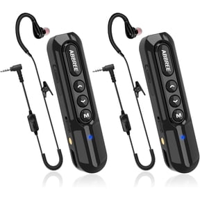 Super Mini Walkie Talkies Long Range Rechargeable Small Earhook Radios with Earpieces Communication Devices for Hotel Baseball Restaurant Supermarkets, 2 Pack