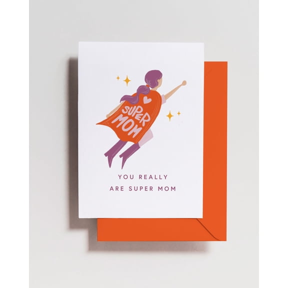 Super Mom Card "You Really Are Super Mom" Superhero Design Envelope Included, Blank Inside Perfect Gift for Mothers Day, Birthdays, or Just Because