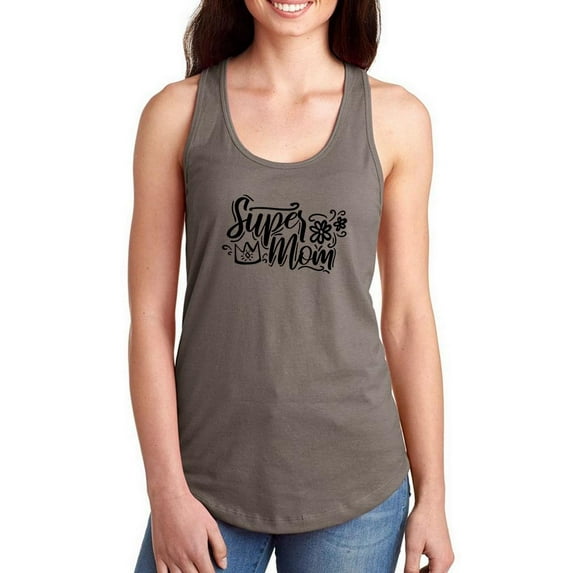 Super Mom Crown Flowers Racerback Tank Women -Image by Shutterstock, Female Small