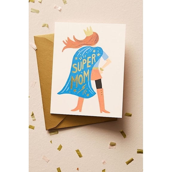 Super Mom Greeting Card  Stylish Design with Cape and Crown  Blank Inside for Personal Messages  Ideal for Mothers Day, Birthdays, or Just Because