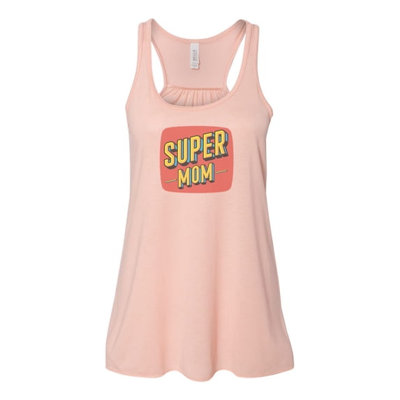 "Super Mom, Mom Racerback, Gift For Mom, Soft Bella Canvas, Sublimation, Super Mom Tank Top, Mom Gift, Fit Mom, Athletic Clothes, Retro, Peach, MEDIUM"