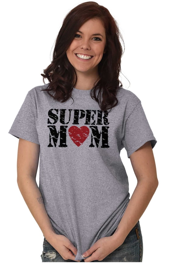 Super Mom Mother's Day Love Heart Women's Plus Size Graphic Tee Brisco Brands 2X