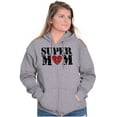 thumbnail image 1 of Super Mom Mother's Day Love Heart Zip Hoodie Sweatshirt Women Brisco Brands X, 1 of 6