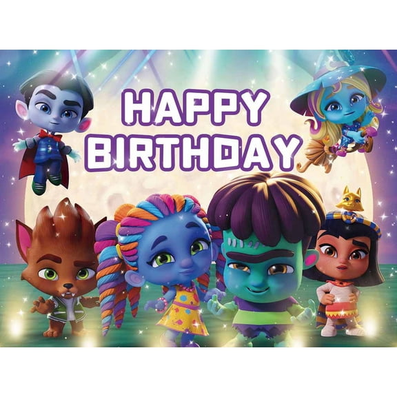 Super Monster Backdrop Banner Party Supplies Background for Photography Kids Birthday Decorations 7x5Ft