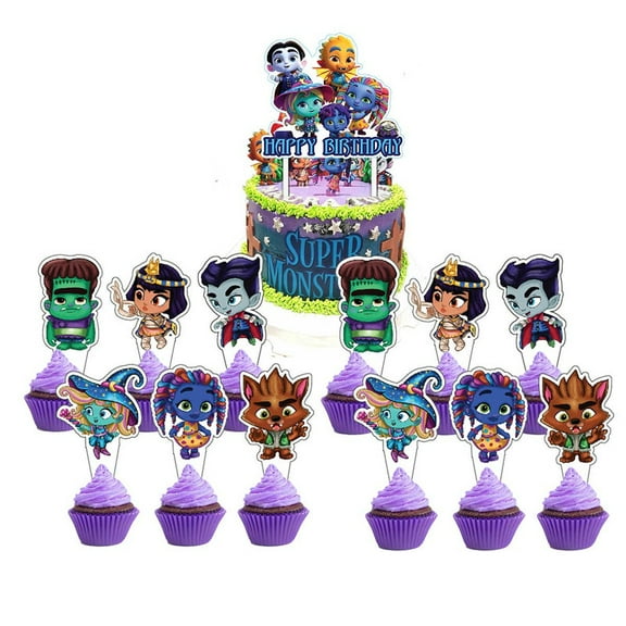 Super Monster Cake Topper Cupcake Set Party Supplies Decoration Birthday Decor Kit
