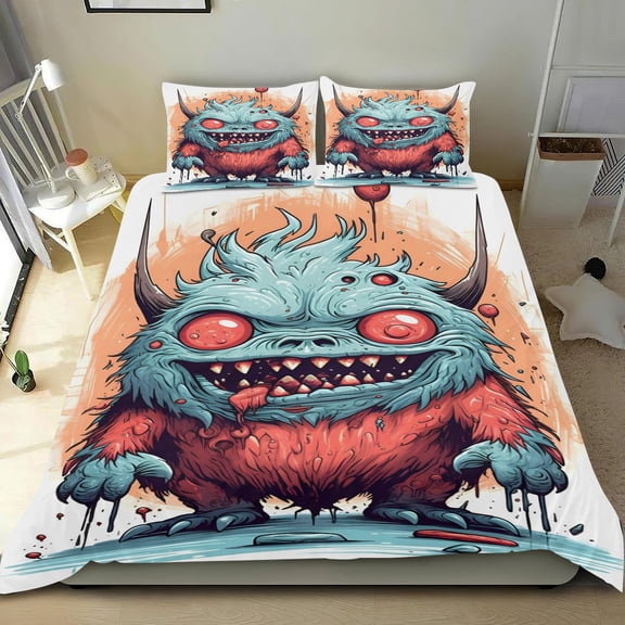 Super Monster Themed Bed Sheet Set Three Piece Set 53x79 Inches Comfortable And Skin Friendly Unique Design Creating A Star Studded Night