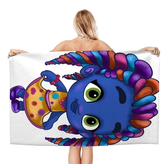 Super Monster patterned towel 30.7  59 inches microfiber quick drying lightweight and comfortable enhancing beach style