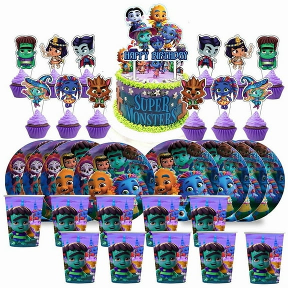 Super Monster Birthday Cups Party Supplies Plates Decorations Cake Topper Decor