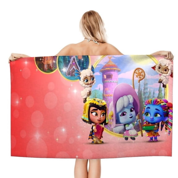 Super Monsters Once Upon a Rhyme Cartoon Gifts Beach Towel for Women Kids Birthday Bath Outdoor Quick Dry Lightweight 30.7×51in